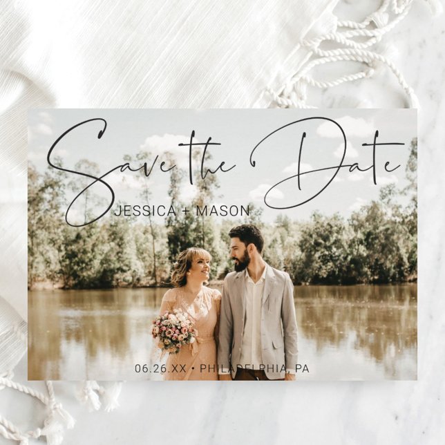Convite Save The Date Card with Photo Card (Criador carregado)