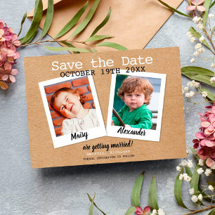 Convite Save the Date Childhood Photos Fun Rustic Boho