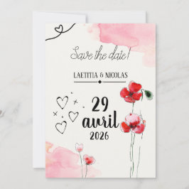 Convite Save the date "Coquelicots"