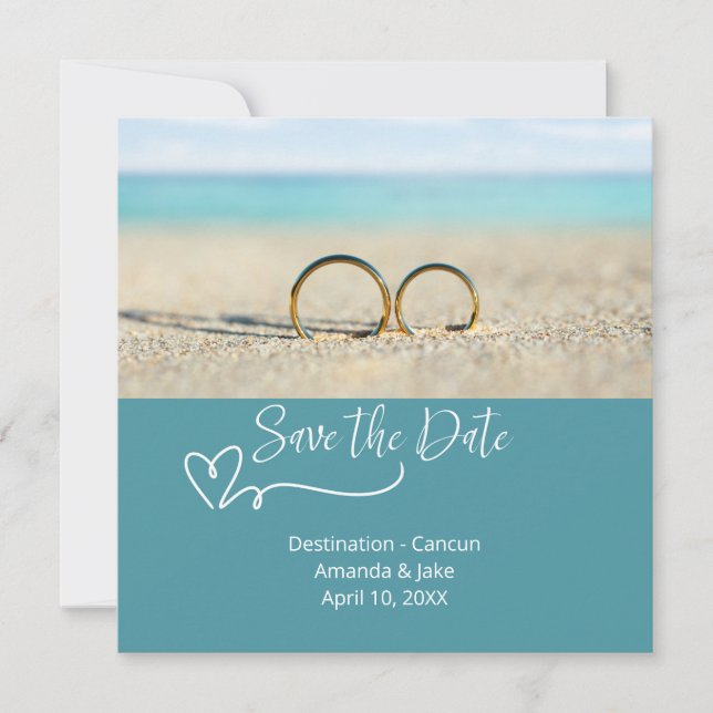 Convite Save the Date Destination Beach Wedding (Frente)