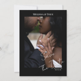 Convite Save The Date- Elegant Black background with photo