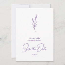 Convite save the date minimalist elegant writing lavender