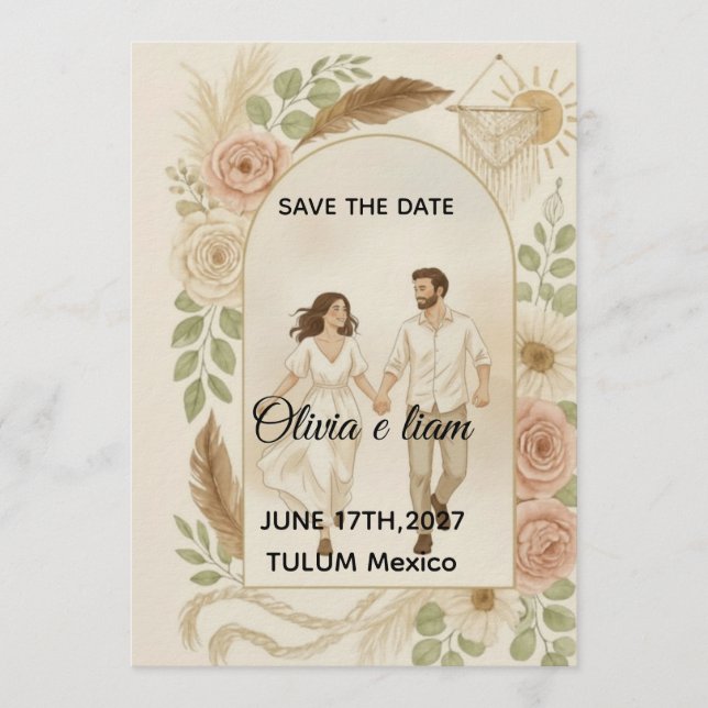 Convite Save the Date: Olivia & Liam (Frente)