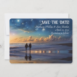 Convite Save the Date Romantic Couple on Beach