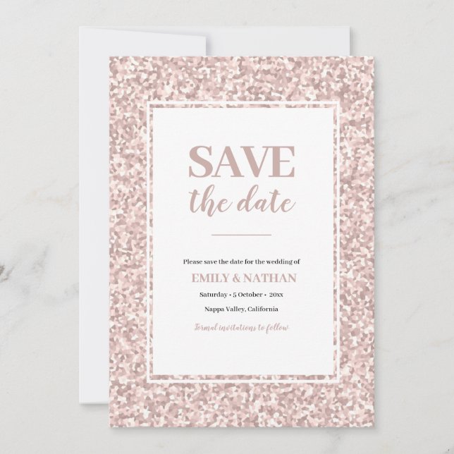 Convite Save the date Rosa Poeira (Frente)
