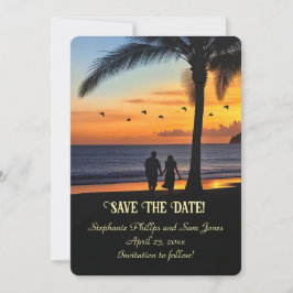 Convite Save the Date Tropical Beach Couple