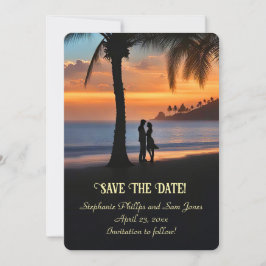 Convite Save the Date Tropical Beach Romantic Couple