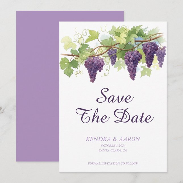 Convite Save The Date Vinícola Simples (Frente/Verso)