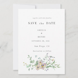Convite Save the Date Wedding Invitation Viola & Eucalypt