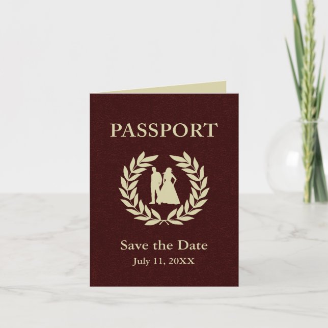 Convite save the date wedding passport (Frente)
