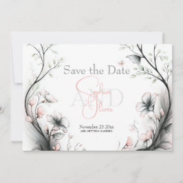 Convite Save the Date | Whimsical Delicate Blush Floral