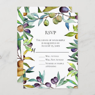 Convite Savory Olives Tuscan Watercolor RSVP Reply