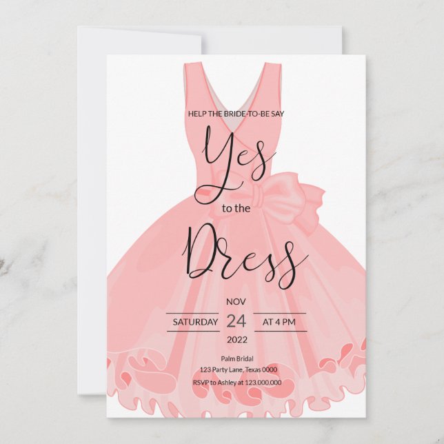 Convite Say Yes To The Dress  Invitation (Frente)