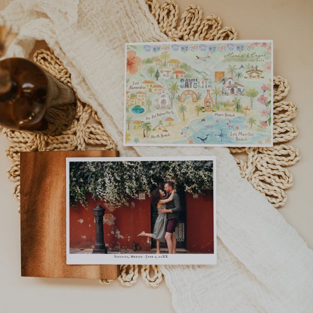Convite Sayulita, México | Mapa de Itinerário de Casamento (Criador carregado)