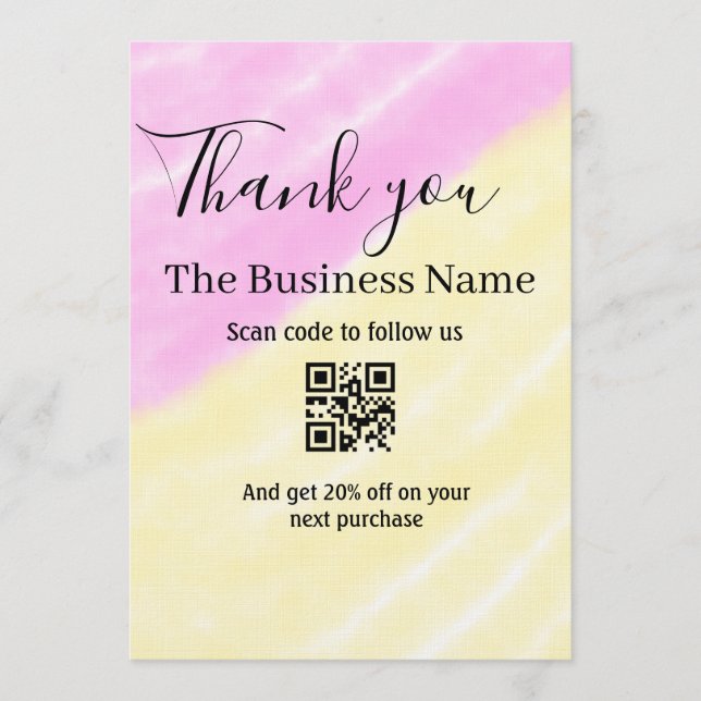 Convite Scan QR to follow us thank you discount code pink  (Frente)