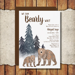 Convite Scandi Bear Winter Neutral Barly Wait Chá de frald