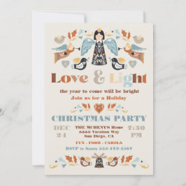 Convite Scandi Folk art Love and Light Christmas Party