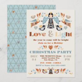 Convite Scandi Folk art Love and Light Christmas Party