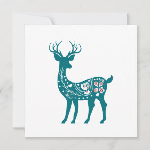 Convite Scandia De Natal Red E Blue Nordic Deer Scandia