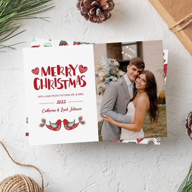 Convite Scandinavian Art Newlywed Holiday Photo Card (Criador carregado)