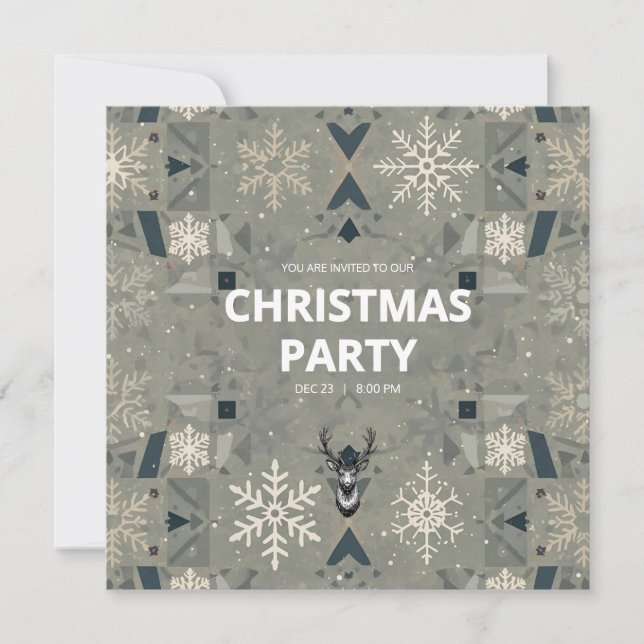 Convite Scandinavian Geometric Christmas Party Invitation (Frente)