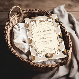 Convite Scandinavian Safari Lion Baby Shower