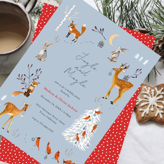 Convite Scandinavian Woodland Animals Christmas Party (Scandinavian Woodland Animals Christmas Party Invitation)