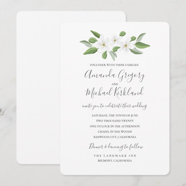 Convite Scarborough Sage Monograma Wedding Suite (Frente/Verso)