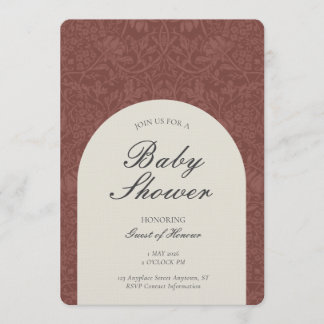 Convite Scarlet Traditional Floral Arts and Crafts Shower