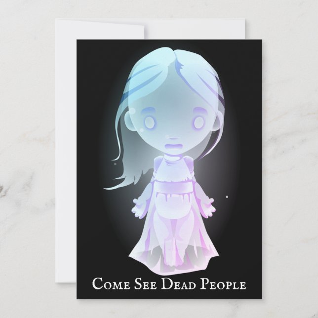 Convite Scary Ghostly Blue Girl (Frente)