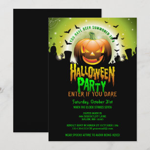 Convite Scary Pumpkin Graveyard Halloween Festa de Costume