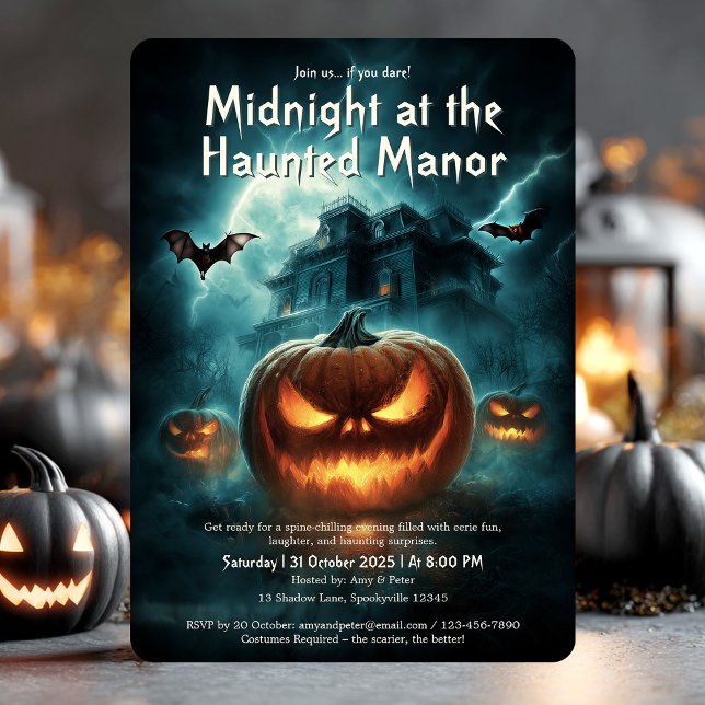 Convite Scary Spooky assombrado Festa de Halloween Adulto  (Scary Spooky Haunted House Adult Halloween Party Invitation)