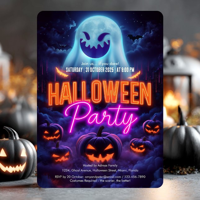 Convite Scary Spooky Fantasmas Adultos Festa de Halloween (Scary Spooky Ghosts Adult Halloween Party Invitation)