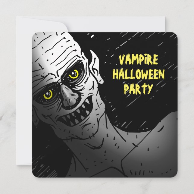 Convite Scary Vampire Halloween Party Invitation (Frente)