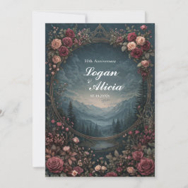 Convite Scenic Alpine Landscape Mauve Floral Oval Wedding