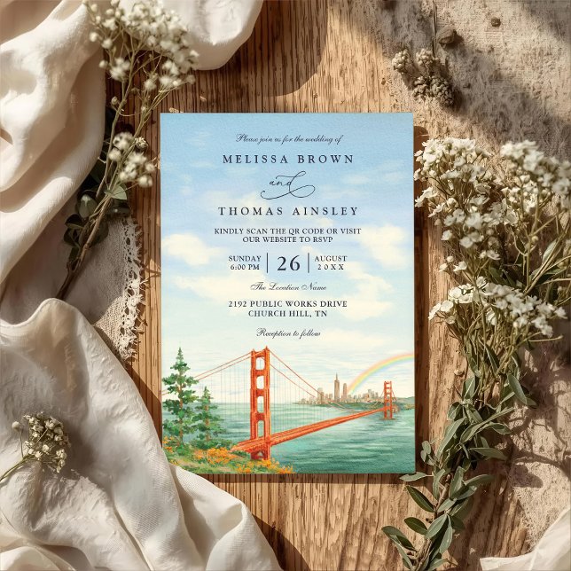Convite Scenic San Francisco Destination QR Code Wedding (Criador carregado)