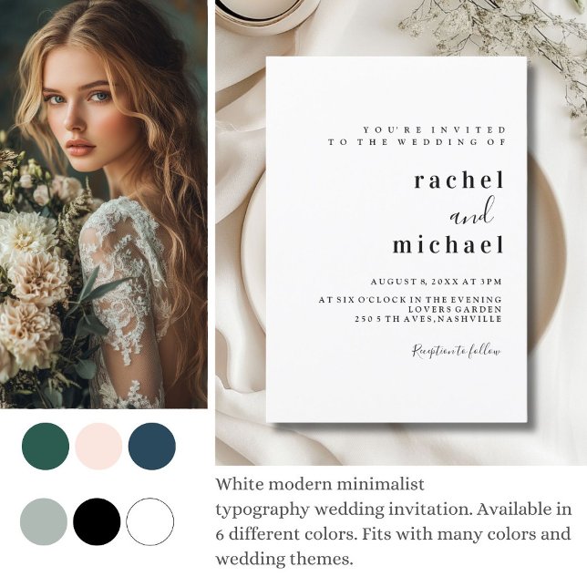 Convite Schlicht Elegant (Simple, elegant, white wedding invitation.)