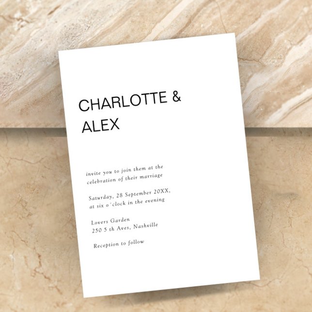 Convite Schlicht elegante einladung (Simple, modern, white, wedding invitation.)