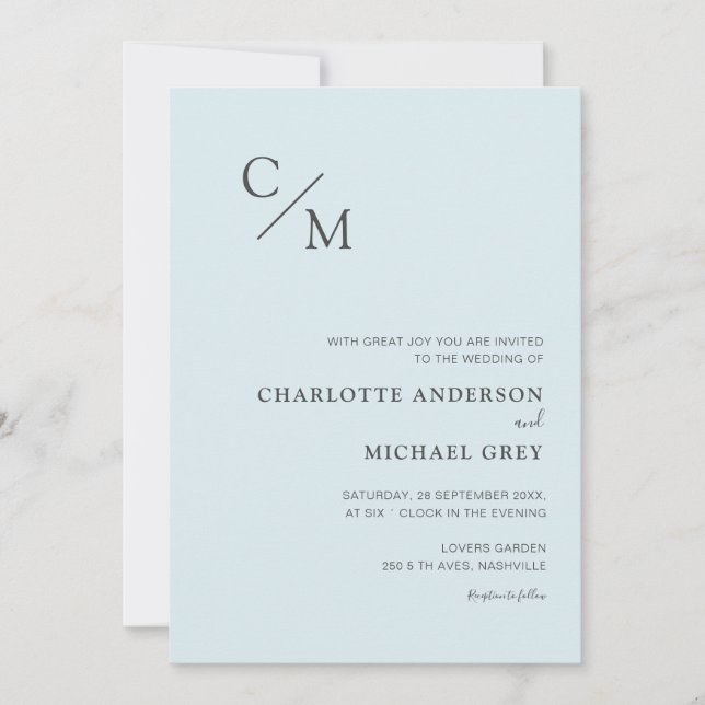 Convite Schlicht elegante Monogramm einladung (Frente)