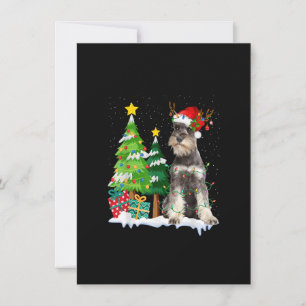 Convite Schnauzer Cachorro Santa Hat Reindeer Luzes de Nat