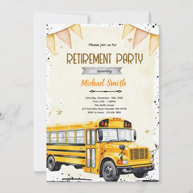 Convite School bus driver retirement invitation (Frente)