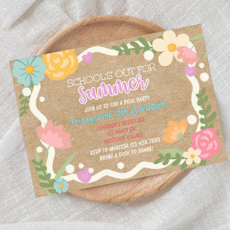 Convite School's out, Summer party, Class party, 