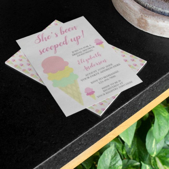 Convite Scooped Up Ice Cream Bridal Shower Invitation (Criador carregado)