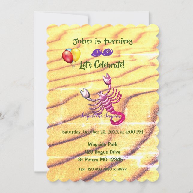 Convite Scorpion Birthday (23 de outubro - 21 de novembro) (Frente)