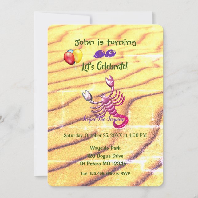 Convite Scorpion Birthday (23 de outubro - 21 de novembro) (Frente)