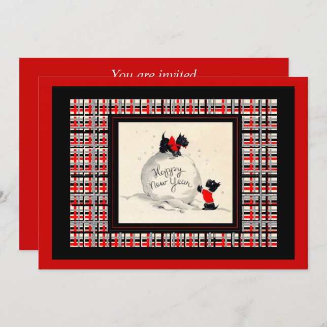 Convite Scottie Dog New Years open house (Frente/Verso)