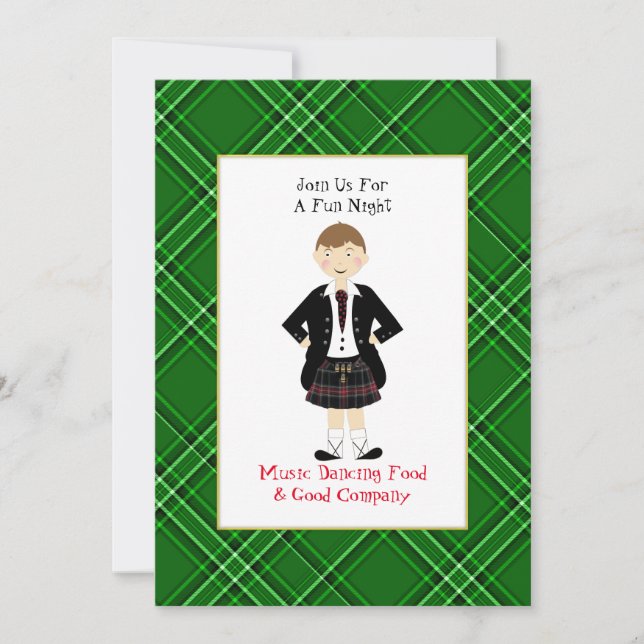 Convite Scottish Tartan Clan Party Personalised Party Invi (Frente)