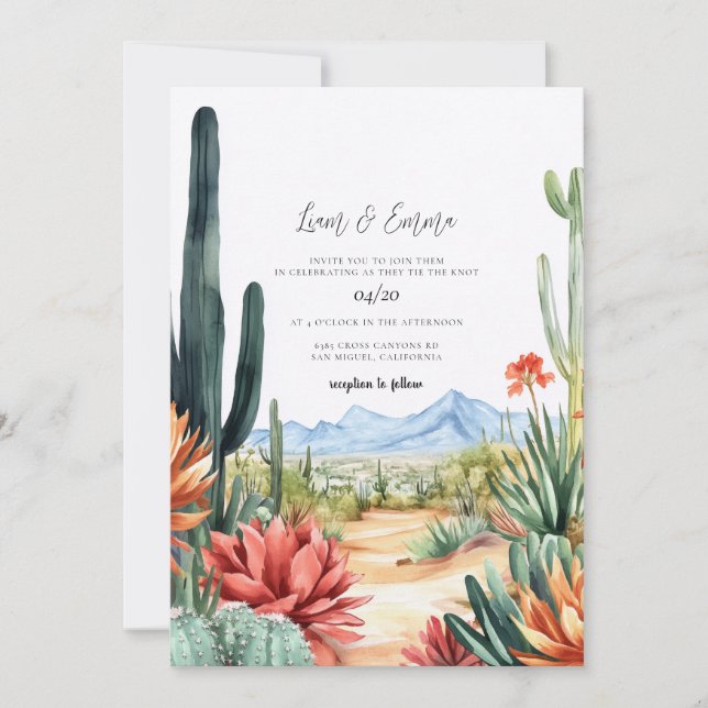 Convite Scottsdale Arizona Desert Wedding Invitation (Frente)