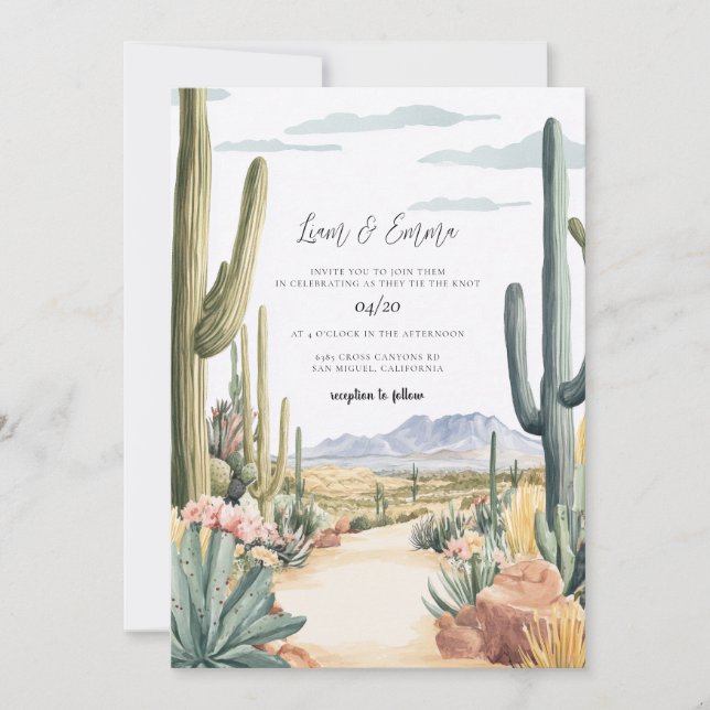 Convite Scottsdale Arizona Wedding Invitation (Frente)
