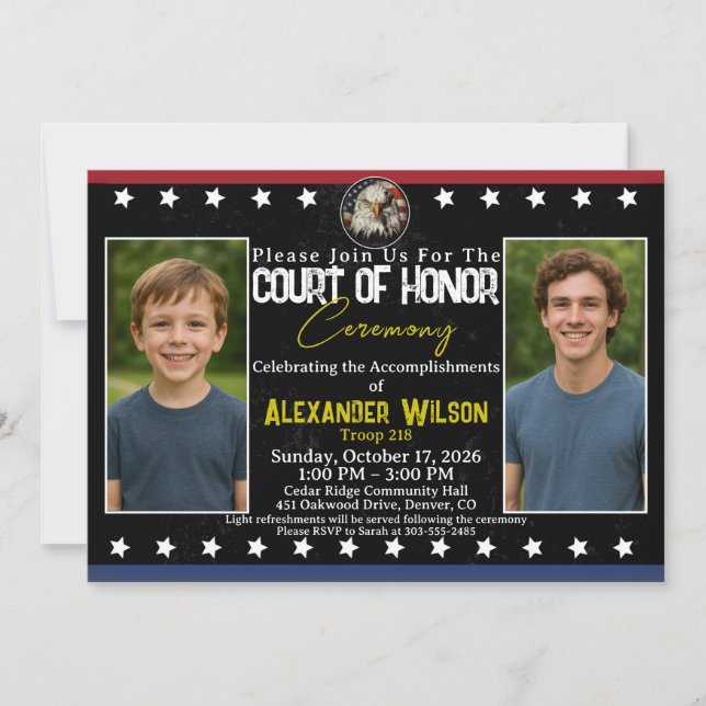 Convite Scout Achievement Ceremony Invitation with Photos (Frente)